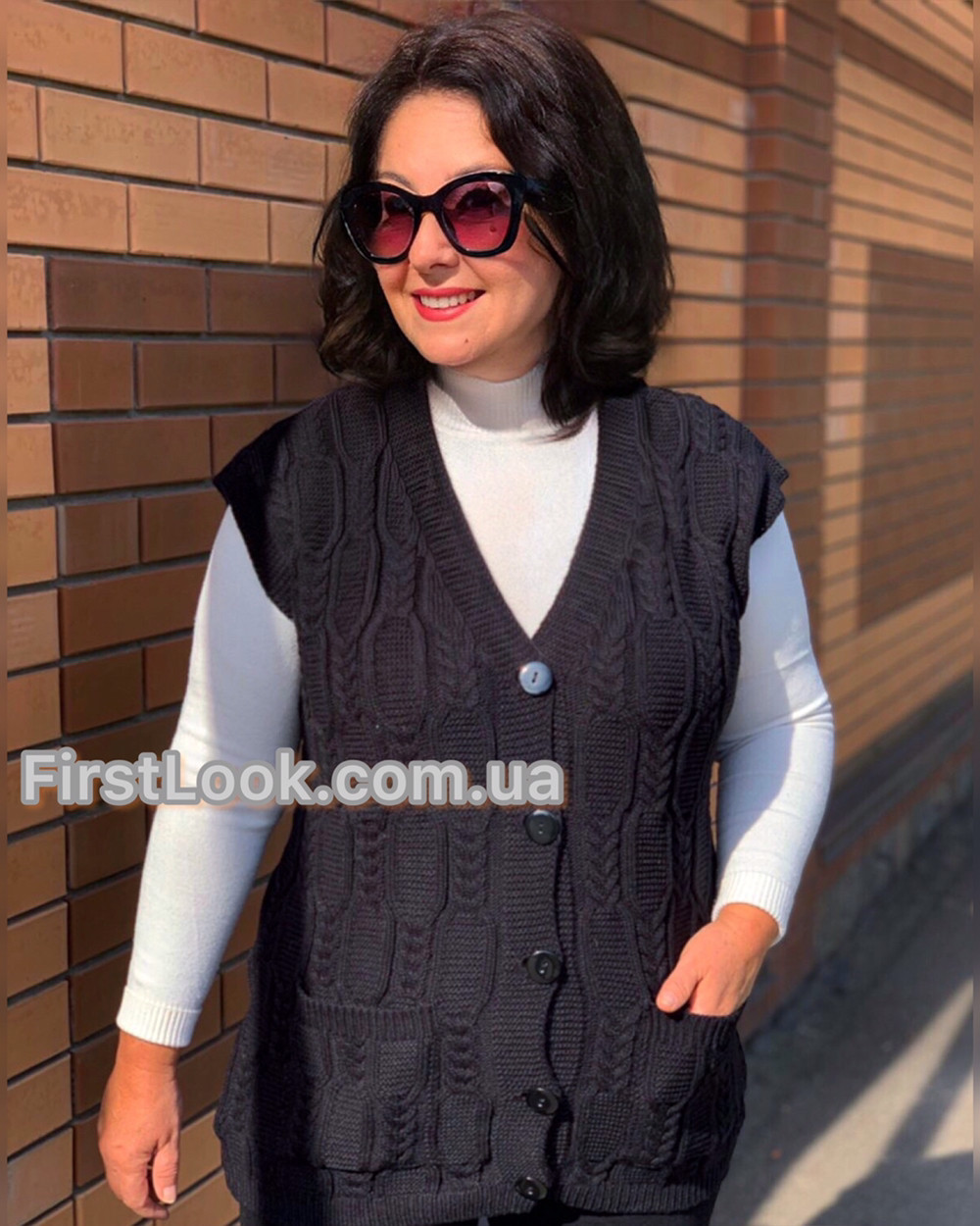 Жіночий жилет-безрукавка зимовий чорний теплий ( з 50 по 64 розмір )