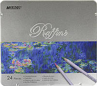 Карандаши цветные Marco Raffine 24 цвета в металлическом кейсе