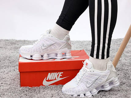 Мужские кроссовки Nike Shox TL White (белые) модные зимние