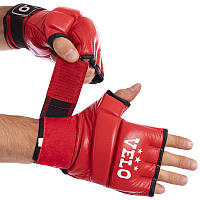 Перчатки для смешанных единоборств кожаные Zelart Velo Fighter Heroe 4023 размер L Red