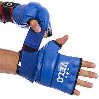 Перчатки для смешанных единоборств кожаные Zelart Velo Fighter Heroe 4023 размер XL Blue
