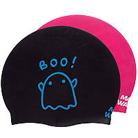 Шапочка для плавания двухсторонняя силиконовая MadWave Boo Action 055022 Black-Pink