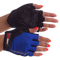 Велоперчатки с открытыми пальцами Zelart Madbike Action SK-06 размер S Blue-Black
