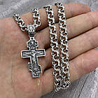 Срібний комплект православний хрест та ланцюжок бісмарк 925 проба чорніння, фото 3