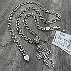 Срібний комплект православний хрест та ланцюжок бісмарк 925 проба чорніння, фото 4
