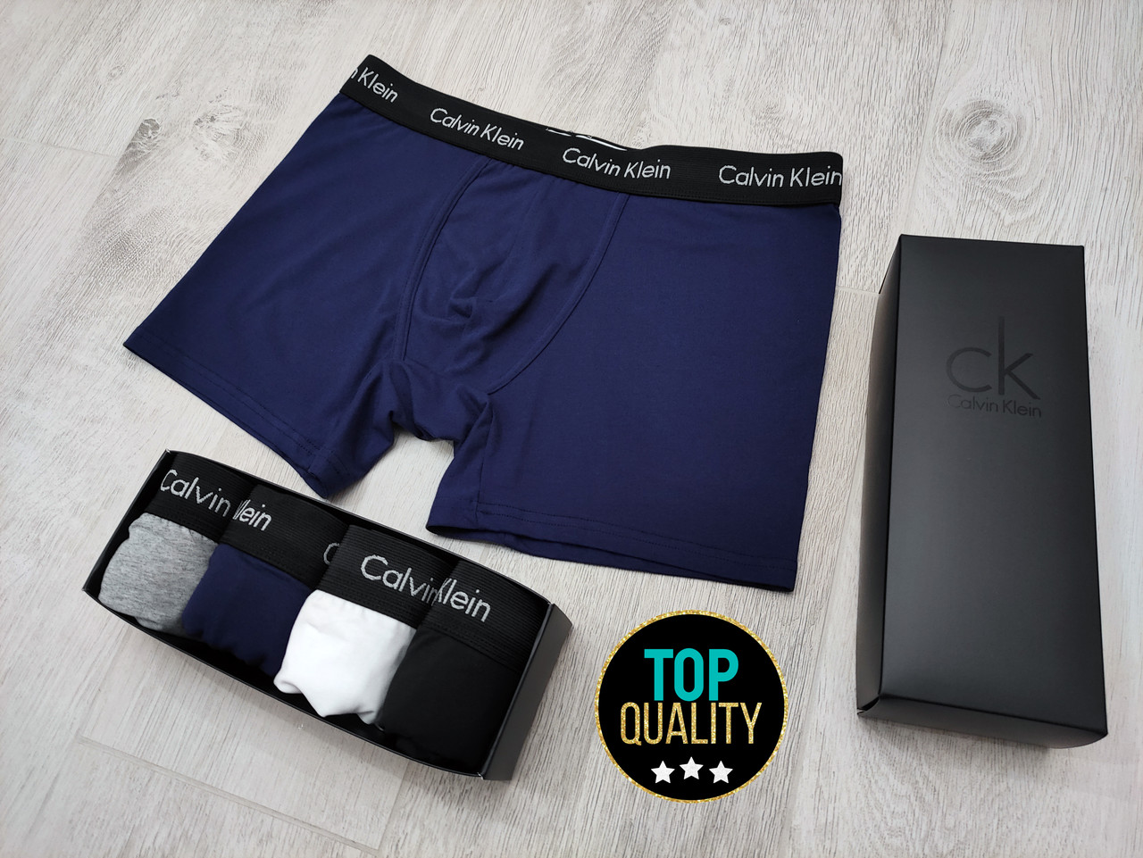 Набір чоловічих трусів СаІvіn КІеіn з 4 штук у подарунковій коробці. Преміум якість, видовжена модель.