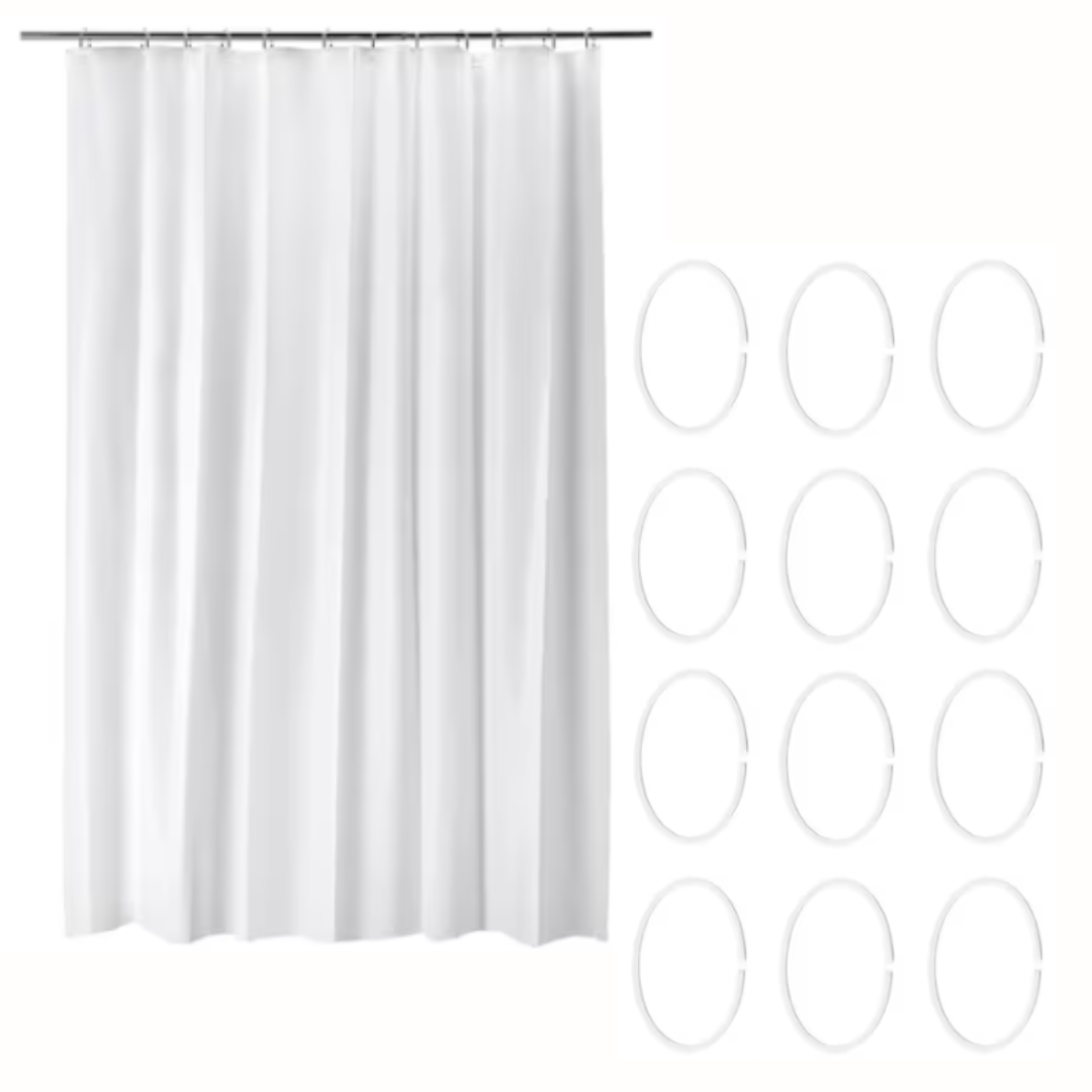 Набір у ванну кімнату: штора для ванної IKEA BJARSEN + кільця для штори IKEA HASSJÖN 13 предметів