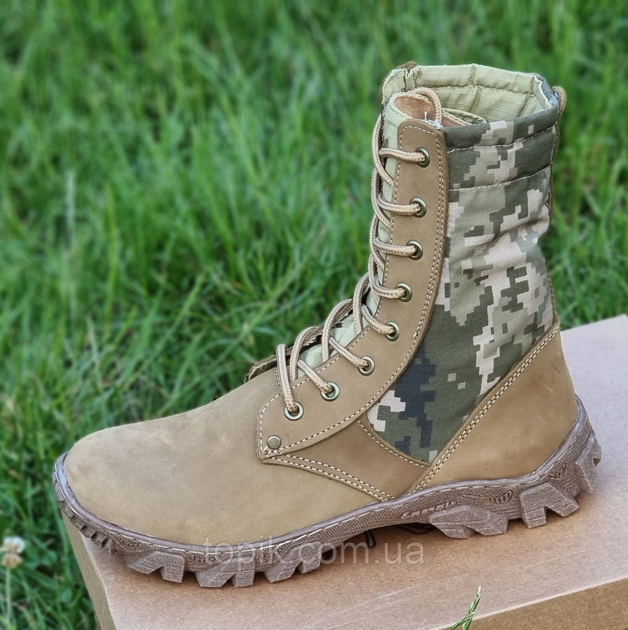 Черевики чоловічі шкіряні тактичні військові берці койот хаки пиксель (Код: 3296ТАКТ), фото 1