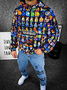 Анорак куртка чоловіча чорна з принтом весна-осінь з капюшоном брендовий Napapijri Geopraphic