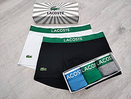 Набір чоловічих трусів Lacoste з 3 штук у фірмовій коробці