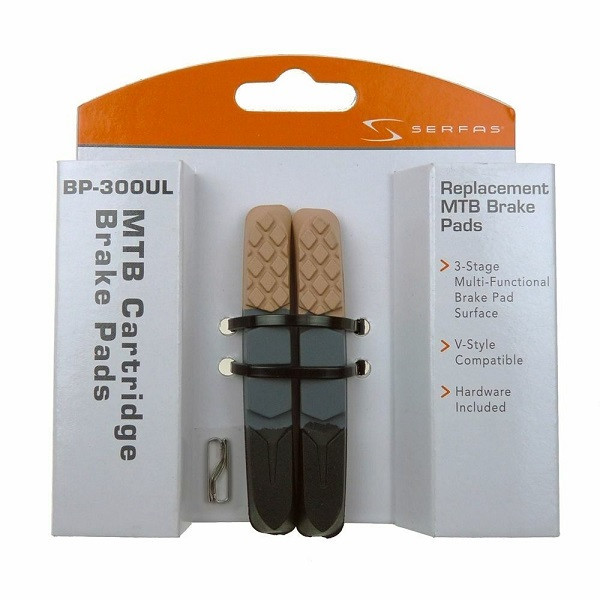 Колодки гальмiвні обідні Serfas BP-300UL MTB V-Style Cartridge Резинки, фото 1