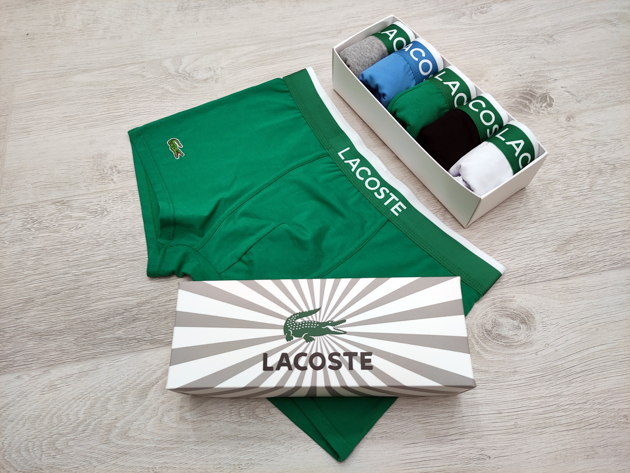 Набір чоловічих трусів Lacoste з 5 штук у фірмовій коробці