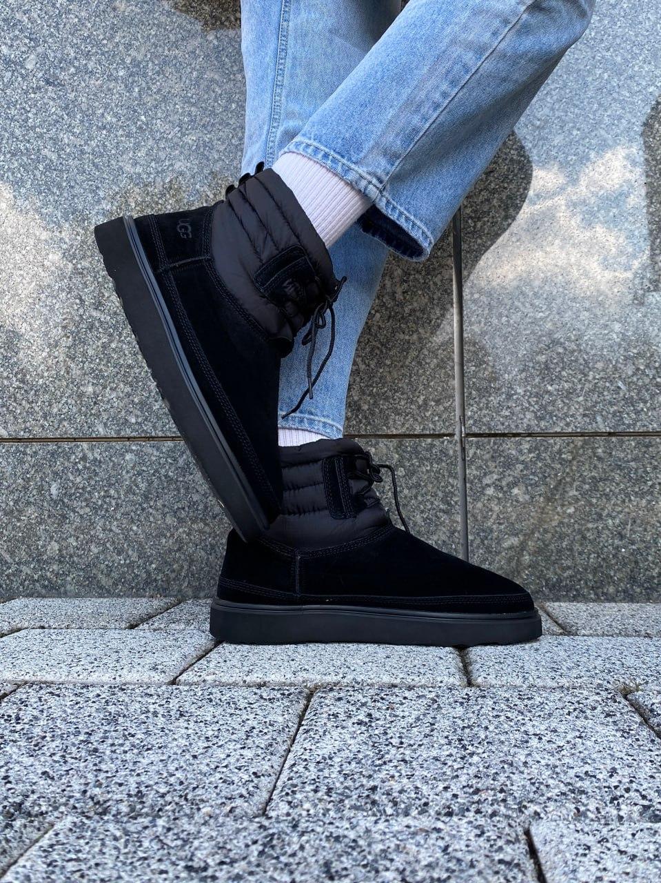 Уггі жіночі зимові чорні UGG Classic Mini Lace-Up Black (14021)