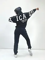 Женский спортивный костюм на флисе "Chicago" норма/батал РАЗНЫЕ ЦВЕТА!!! Графит, 46-48