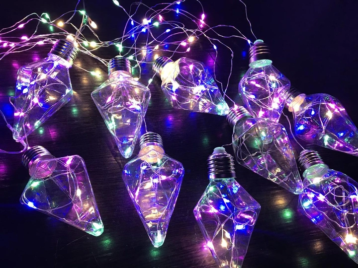 Світлодіодна гірлянда Штора Лампочки з росою Шестигранник 10 шт. LED 3х0.8м мультиколор, фото 1