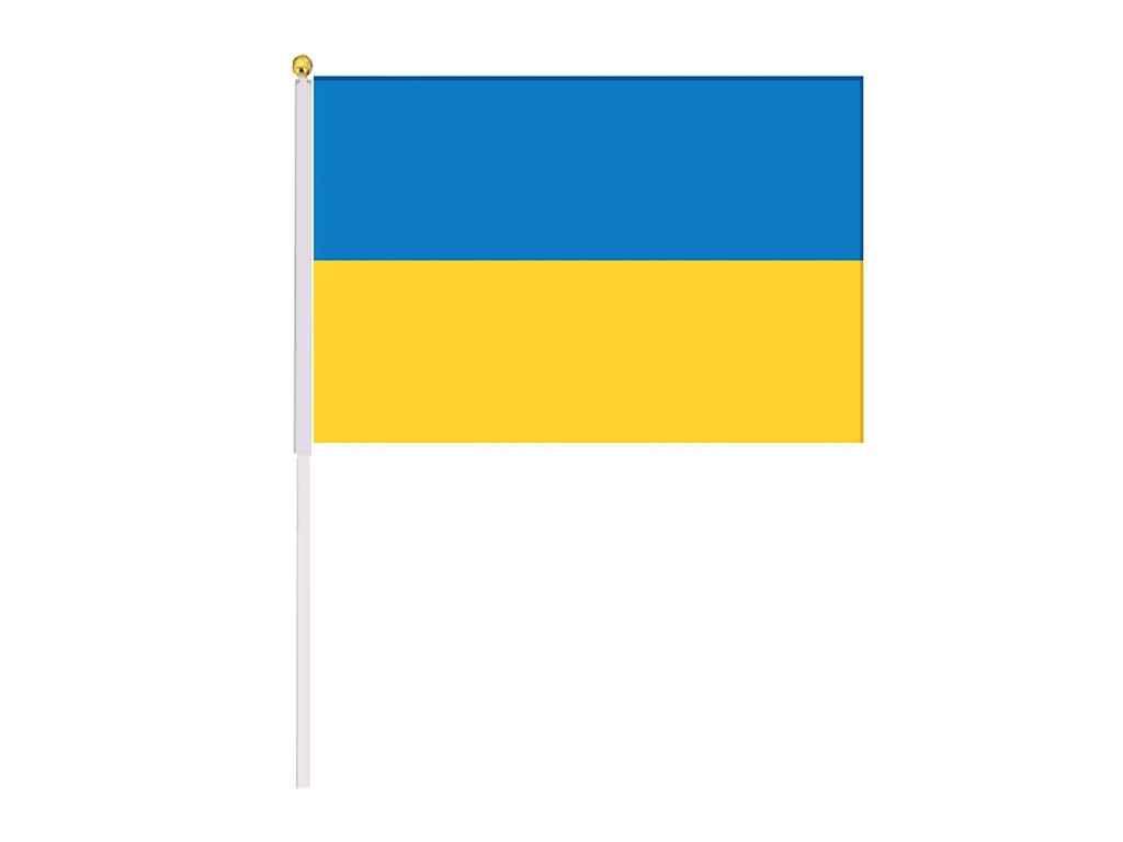 Прапор зі штоком 30см*45см Україна (поліестер) ТМ УКРАЇНА, фото 1