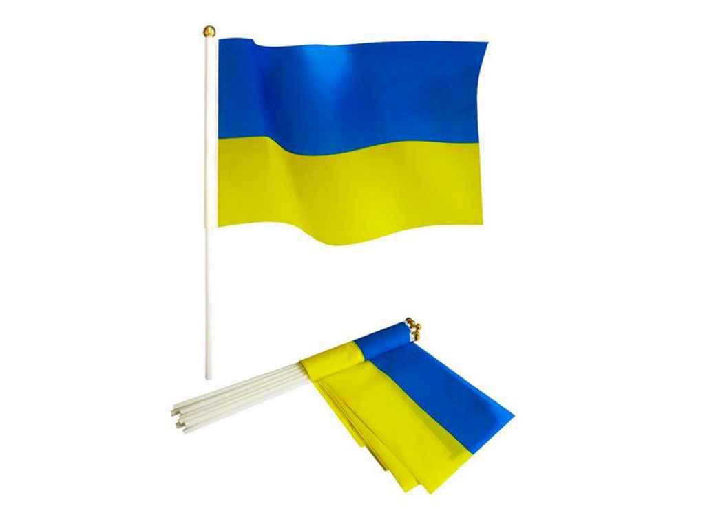 Прапорець 14см*21см УКРАЇНА 10шт/уп ТМ УКРАЇНА, фото 1