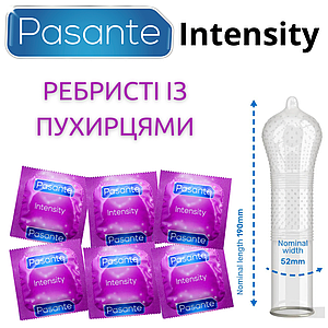 Презервативи Pasante Intensity (Ribs & Dots) 6 штук ребристі з пухирцями
