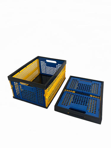 Ящик пластиковый складной SKOBA PLAST (48*35*24 см) Жёлто-синий (ID ...
