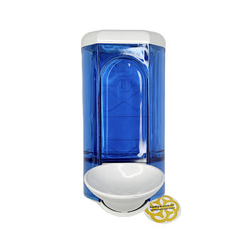 Пластиковий ліктьовий дозатор для мила 600 мл, настінний, синій з білою кнопкою Afacan Plastik