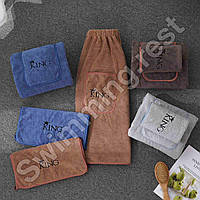 Чоловічий набір для сауни та лазні мікрофібра рушник спідниця кільт у подарунковому пакованні King