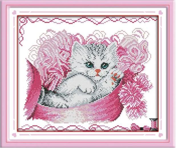 Набір для вишивання за нанесеною на канву схемою ""Cat (3)" .AIDA 14CT printed, 33*28 см