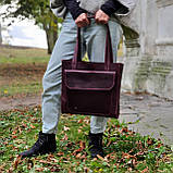 Стильна жіноча шкіряна сумка шопер GS бордова 33*35*12 см, фото 2