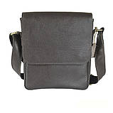 Чоловіча шкіряна сумка через плече GS 23*20*5 см коричнева флотар, фото 5