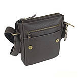 Чоловіча шкіряна сумка через плече GS 23*20*5 см коричнева флотар, фото 6