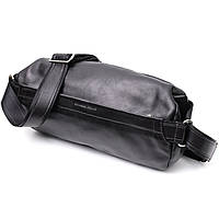 Модная мужская сумка через плечо GRANDE PELLE 11649 Черная. Натуральная кожа