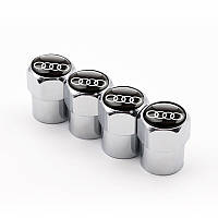 Ковпачки на ніпель з логотипом марки авто Audi Alitek Short Silver Аудіо (4 шт.)