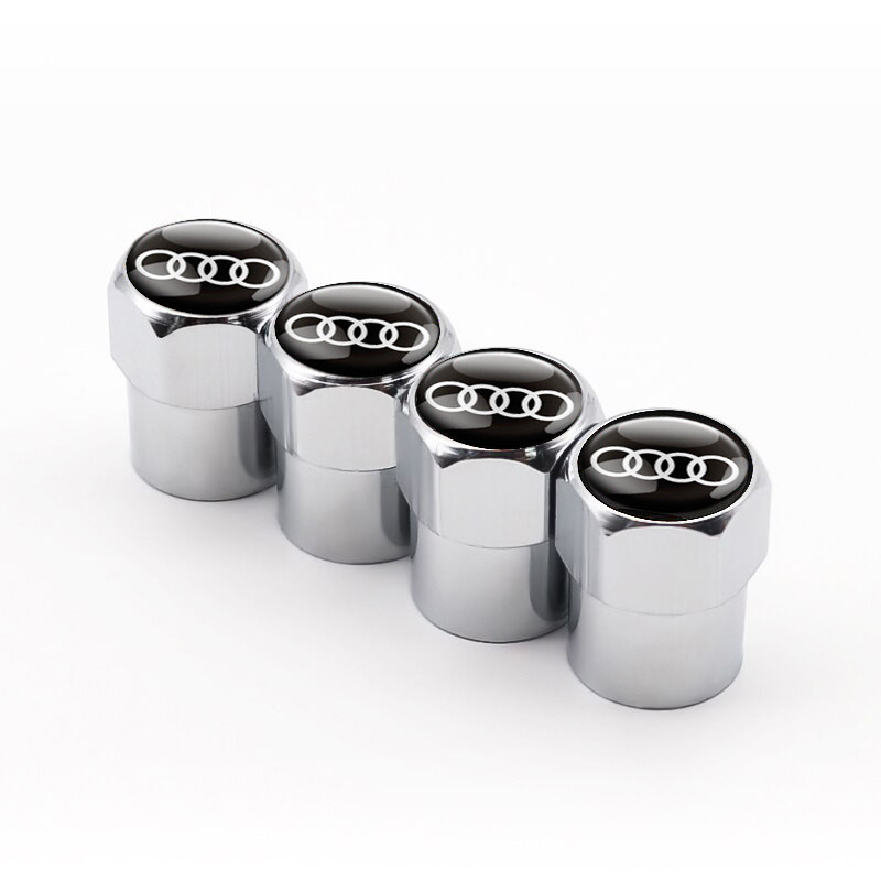 Ковпачки на ніпель з логотипом марки авто Audi Alitek Short Silver Аудіо (4 шт.), фото 1