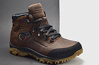 Мужские спортивные зимние кожаные ботинки коричневые Clubshoes К2