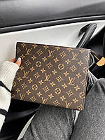 Женский кожаный клатч луи витон коричневый Louis Vuitton вместительный и изысканный клатч