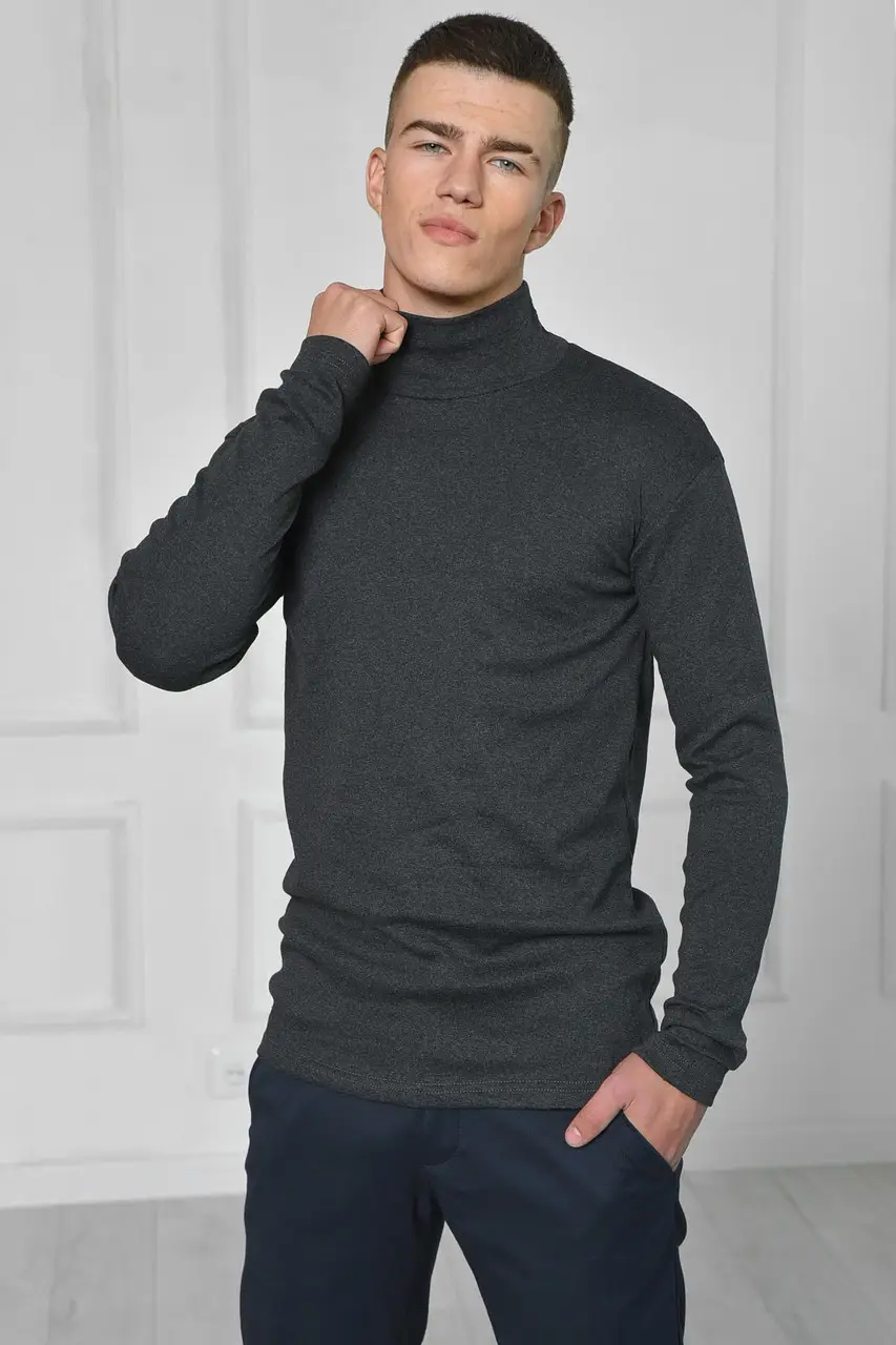 Гольф чоловічий на флісі темно-сірого кольору р.46 166675M, фото 1