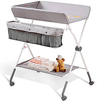 VEVOR Changing Combi Foldable Changing Unit, Mobile Changing Table Changing Trolley, Grey Changing Table with