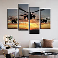 Модульная картина из 4 частей на холсте KIL Art Воздушная военная техника 89x56 см (91-42)