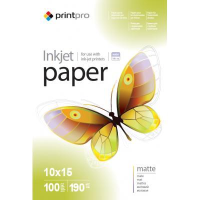 Фотопапір PrintPro 10x15 (101x152 mm), 100 листів, 190 г/м2 максимальний дозвіл друку 5760 dpi (PME1901004R)