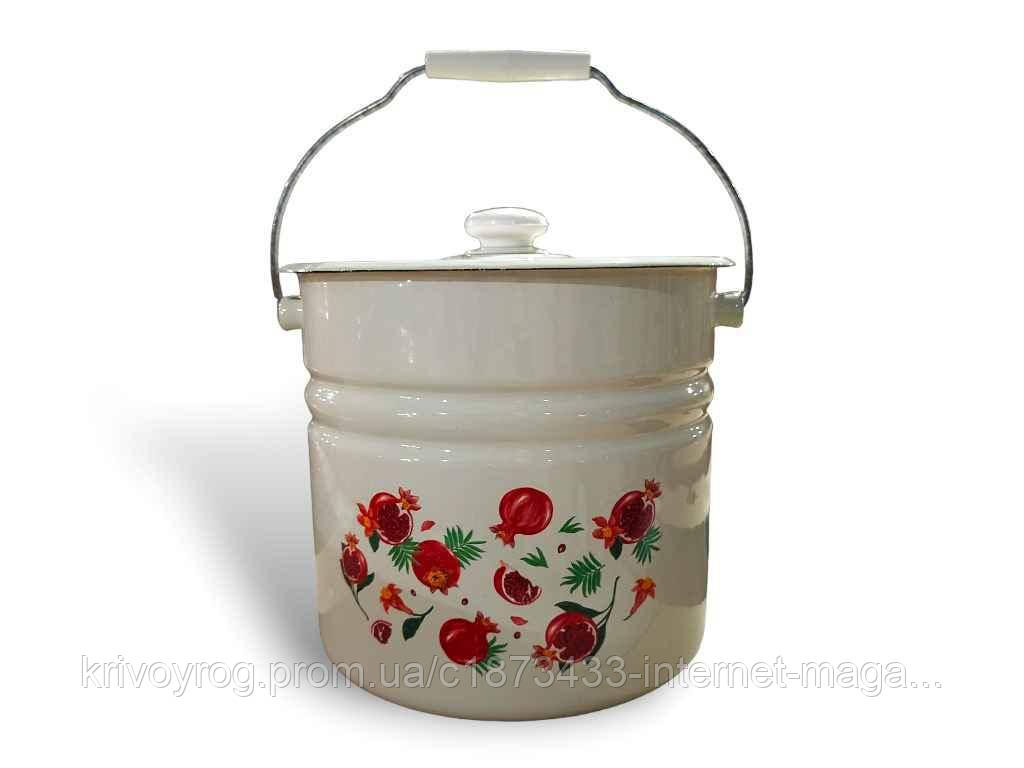 Відро ем. 12л /2 циліндричне з кришкою Гранат (молочна) (I1224/2) ТМ IDILIA, фото 1