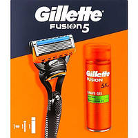 Подарочный набор Бритва Gillette Fusion с 1 сменным картриджем + Гель для бритья 200мл