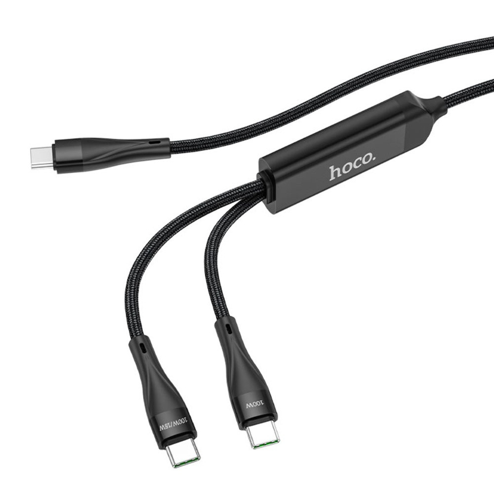 TU  TU Кабель Hoco U102 2в1 с индикатором Type-C to Type-C PD 100W 1.2m black
