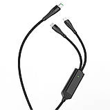TU  TU Кабель Hoco U102 2в1 с индикатором Type-C to Type-C PD 100W 1.2m black, фото 4