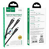 TU  TU Кабель Hoco U102 2в1 с индикатором Type-C to Type-C PD 100W 1.2m black, фото 8