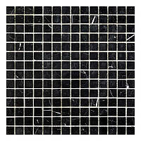 Мозаїка з мармуру D-CORE ZM-8816M Nero Marquina 20x20x4 (305x305) мм глянсова на сітці