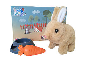 М'яка іграшка інтерактивна Кролик 17см, у наборі морквина, миска (RA004-1/2/3 )