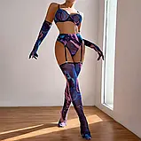 Жіночий комплект білизни в яскравому кольорі з рукавички і панчохи, фото 6