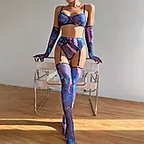 Жіночий комплект білизни в яскравому кольорі з рукавички і панчохи, фото 9