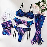 Жіночий комплект білизни в яскравому кольорі з рукавички і панчохи, фото 2