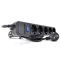 TU  TU Сетевой удлинитель EUROPOWER EPB530, 220В, 2 КВт, 5 розеток, 3 м, сечение 3х0,5мм, черный, пакет Q50
