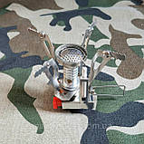 Пальник газовий складний компактний туристичний з п'єзопідпалом, різьбова, 4 розпірки, Tramp 93 г; 7.6 см, фото 3